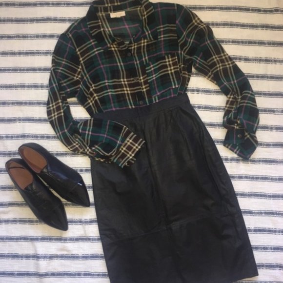 EUC Modcloth Sheer Plaid Button Down Blouse 1X - Picture 5 of 16